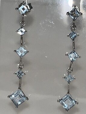 Aquamarine Dangle Earrings 2” 925